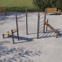 Спортивный Workout комплекс BW-48-M с двумя скамьями для пресса, двумя турниками и шведской стенкой